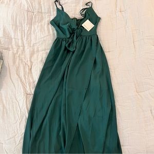 Showpo Emerald Maxi Satin Dress